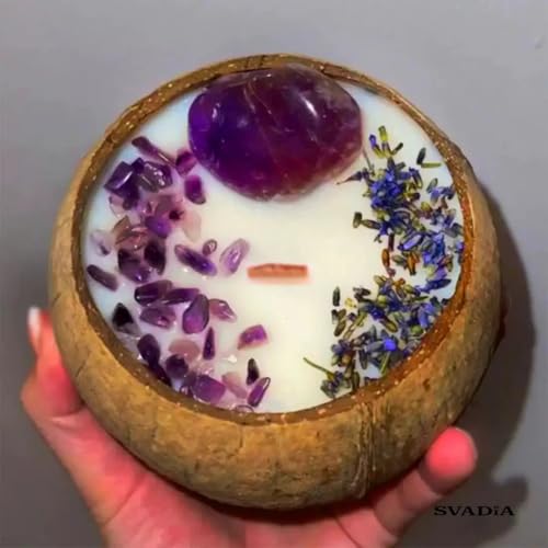 Bougie parfumée artisanale lavande et améthyste en coque de coco - 3