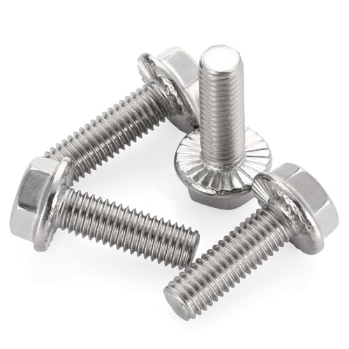 Image of 1 /4-20 x 1-1 /2 inch Flange Hex Head Bolts, Stainless Steel 304, Fully Threaded, 50 PCS
