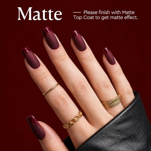 Image of AZUREBEAUTY 18ML Dark Red Purple Gel Nail Polish | Dark Red Burgundy Soak Off UV /LED Gel Polish for French Tips, High Gloss Solid White Nail Art Gel for DIY Manicure Salon Use
