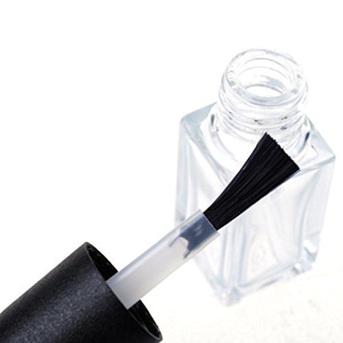 VNDEFUL 5Pcs 5ML Nail Polish Bottles Empty Glass Square Bottom Shape Nail Polish Clear Bottles with Cap and Soft Brush