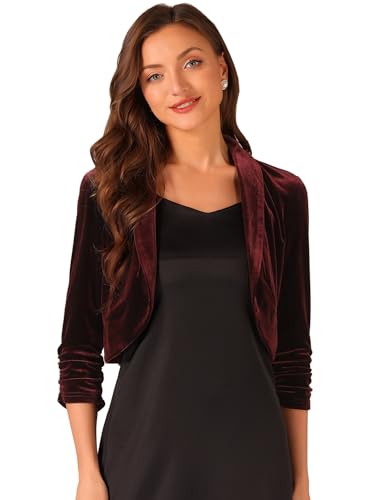 Allegra K Donna Coprispalle Velluto Giacca Corto...