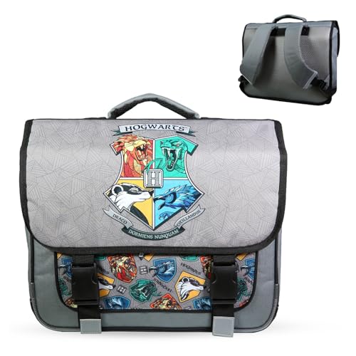 Bagtrotter - Cartable 38 cm - Harry Potter - Gris - Primaire - Bretelles et dos rembourrés - Bandes Réfléchissantes - Grand Rangement - Licence Officielle...