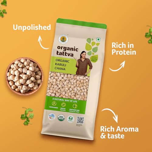 Image of Organic Tattva, Organic Kabuli Chana, 500 Gram | Chole(Chickpea White) | Rich in Protein | Naturally Gluten Free | Unpolished | Pesticide and Chemical Free