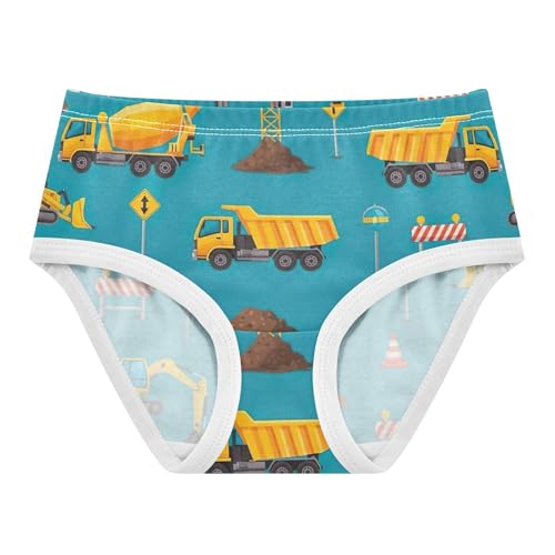 Girls Underwear Toddlers 2t Cotton Little Girl Panties Pattern Briefs Undies Kids Cartoon Yellow Construction Vehicles