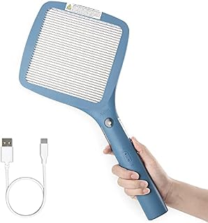 mafiti Electric Fly Swatter,Rechargeable Mosquito Zapper Bug Zapper Racket Fly Killer Indoor Outdoor Light Camping Accessories (Blue)
