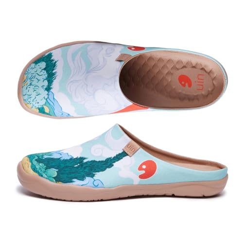 UIN Women's The National Gallery Collaborative Collection Art Painted Slip On Mules Slippers Malaga Van Gogh Wheatfield with Cypresses (10.5)