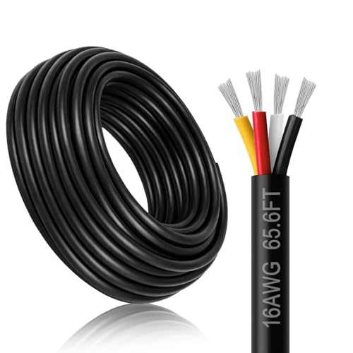 Câble de haut-parleur en cuivre étamé 16 AWG 4 conducteurs noir de 20m