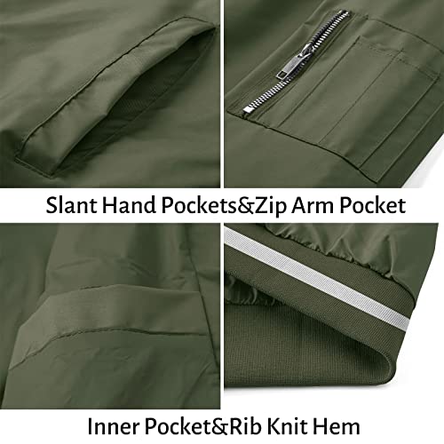 Hijewe Men's Bomber Jacket Casual Lightweight Windbreaker Softshell Fashion Varsity Outwear Outdoor Windproof Golf Coat #TOP4