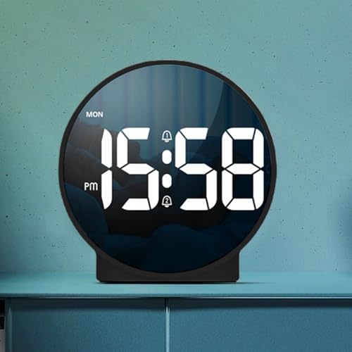 Reloj digital espejo LED con brillo ajustable para evitar luz molesta 4