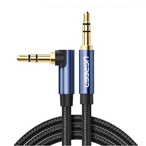 UGREEN 90 Grad L Typ 3.5mm Aux Audio Kabel Blau 1.5 Meter