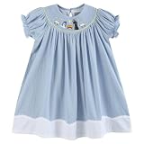 Lil cactus Light Blue Nativity Smocked Bishop Dress, 12-18 Months