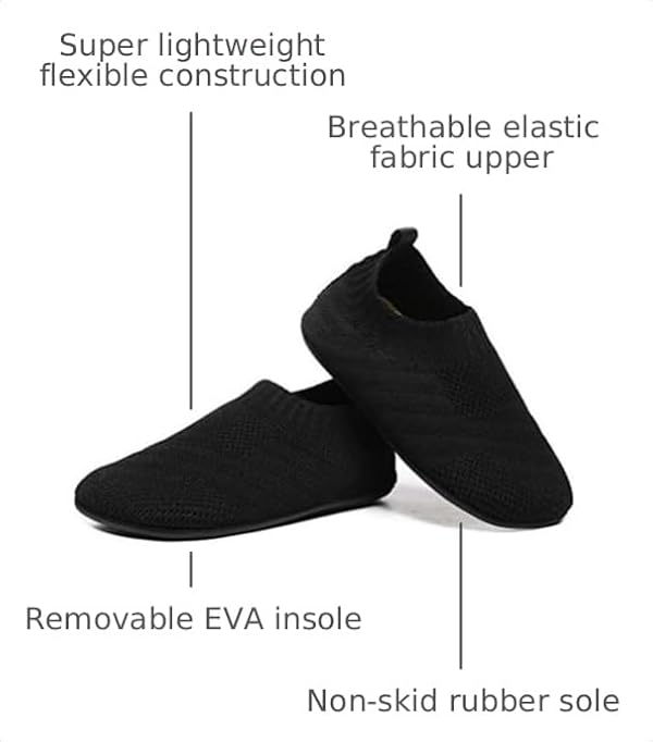 SLEVEL Comfort Toddler Slippers Lightweight Little Kids Indoor Non Slip Grip Around The House Floor Home Shoes for Boys Girls (SL20001AllBlack35) by SLEVEL - Used condition - Image 3