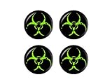Zombie Outbreak Response Vehicle Biohazard Green - Wheel Center Cap 3D Domed Set of 4 Stickers