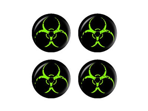 GRAPHICS & MORE Zombie Outbreak Response Vehicle Biohazard Green - Wheel Center Cap 3D Domed Set of 4 Stickers