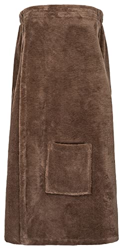 Floringo Saunakilt Luxury Damen, Serie Twin-Star, mit Klettverschluss und aufgesetzter Tasche (braun)