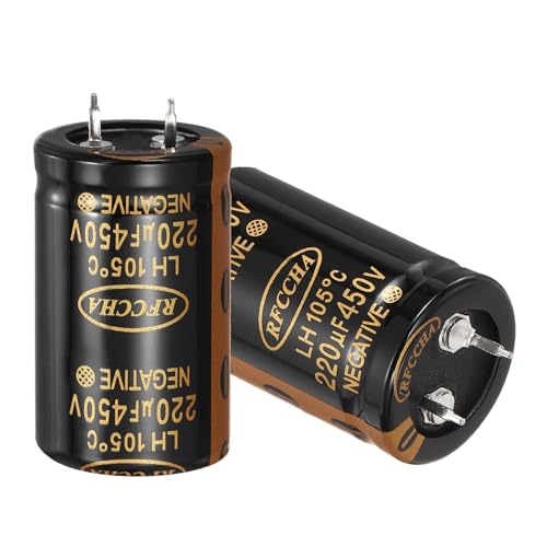 Image of sourcing map 450V 220uF Snap in Electrolytic Capacitor, 2 Pcs 2 Pin Audio Amplifier Aluminum Electrolytic Capacitor for Filter Audio Smart Home Appliances Electronic Component(Brown,41.5x25mm)