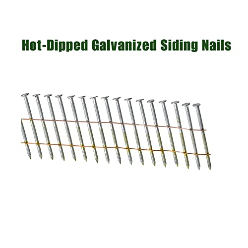 Timunr 3600 Count Siding Nails 15 Degree 2 Inch X .092 Inch Collated Wire Coil Full Round Head Ring Shank Hot-Dipped Galvanized #TOP5