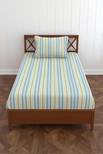 Image of Crazy Weaves Cotton BedSheet for Single Bed 60 X 90 inch Soft Cotton Flat Sheet Blue Checks
