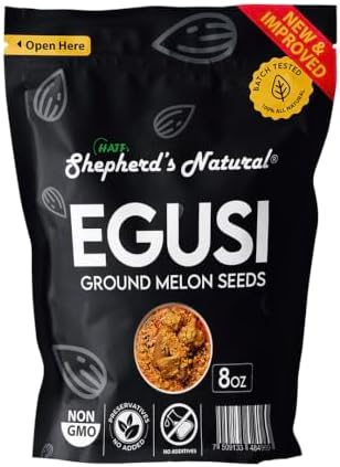 Egusi By Shepherd’s Natural, Ground Melon Seeds,100% All Natural 227 grams / 8oz - For Egusi Soup - NO PRESERVATIVES - SAND-FREE - Well-ground ready to use.