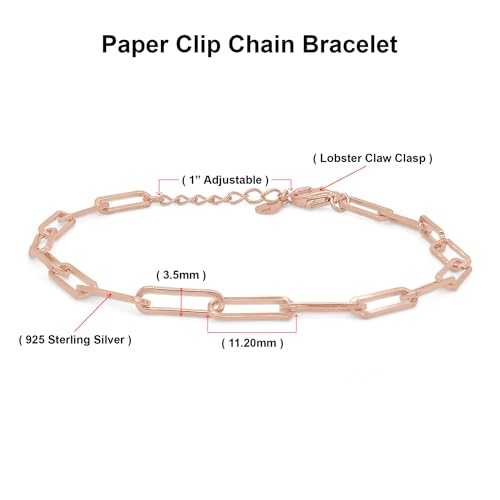 AFFY 7" Length +1" Adjustable Paper Clip Chain Bracelet In 14K Gold Plated 925 Sterling Silver Jewelry For Women2