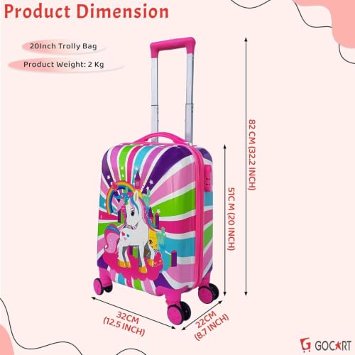 Image of GOCART WITH G LOGO Polycarbonate 360A Rotating Wheels with Carry Handle Kids Trolley Luggage Bag (Blue) (Small)
