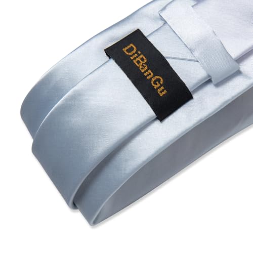 Image of DiBanGu Mens Solid Color Tie and Pocket Square Cufflinks Set