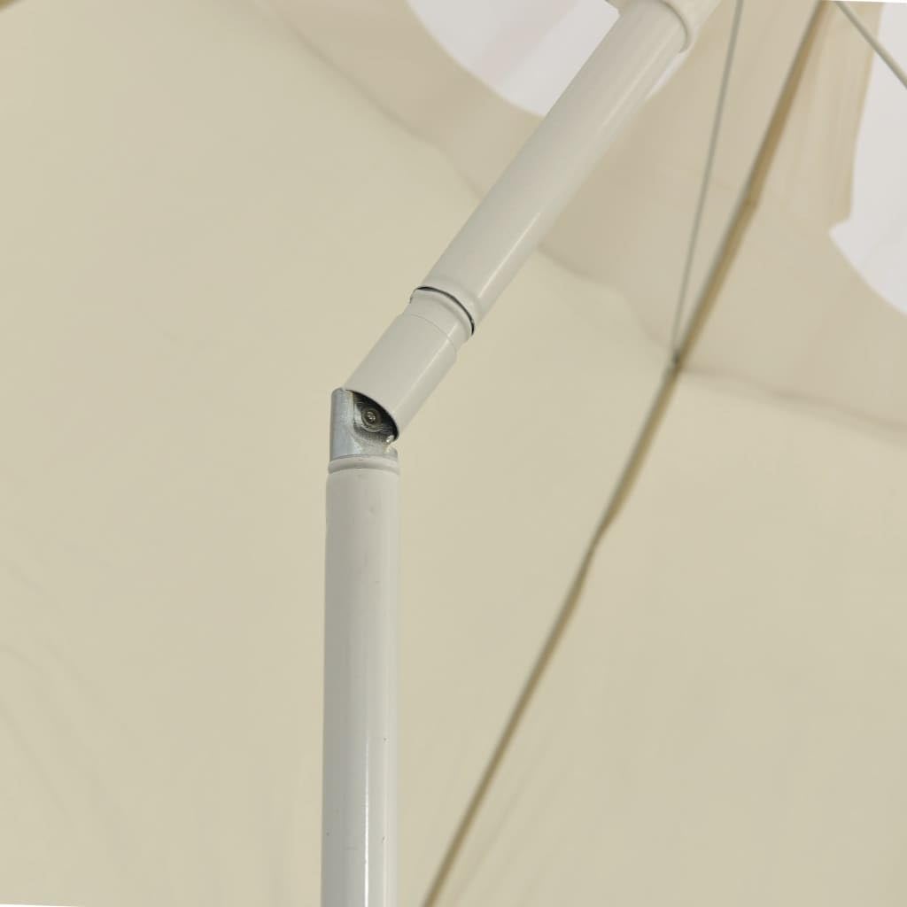 240 cm Niebieski i biały aluminiowy słup parasol plażowy Okrągły parasol ogrodowy z ochroną UV i składaną konstrukcją, trwałe materiały i regulowana wysokość
