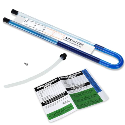 4 inch Radon Fan Installation Kit -Inline Centrifugal Fan with Rubber Couplers (4 inch x 3 inch) and Air Pressure Indicator