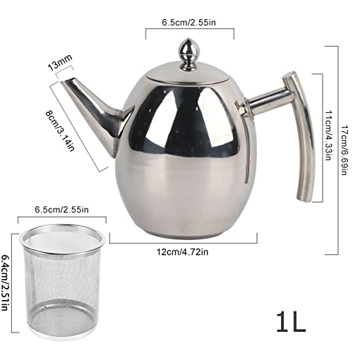 1L / 1.5L Stainless Steel Teapot Tea Kettles Stovetop With Filter For Home, Hotel, Cafe, Bar, Restaurant.(1000Ml) #TOP3