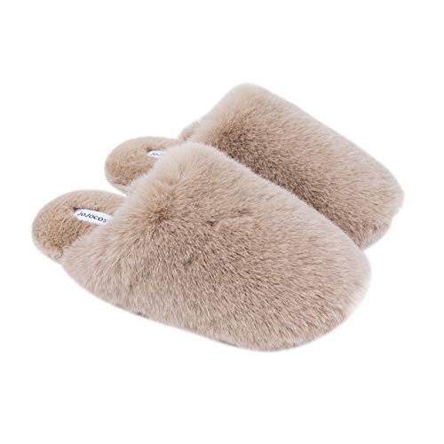 Densely Long-haired Lady’s Comfy Fuzzy Memory Foam Scuff Women’s Warm Plush Closed-Toe Comfortable Slippers2