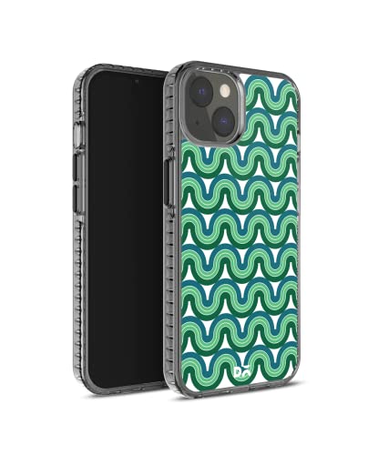 Image of DailyObjects Case for iPhone 14 Compatible with Mag-Safe Wireless Charging, Stride 2.0 Wavey Green Slim Shockproof Back Cover with Inner Magnetic Ring