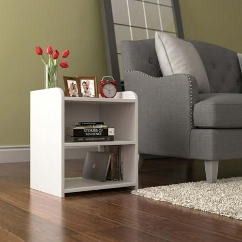 Image of Woodsy Wooden Side Table Table /Coffee /Bedside with Storage Side Table for Bedroom (White)