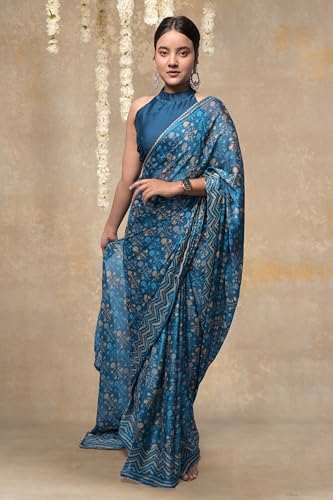 Image of MIRCHI FASHION Women Saree Floral Print Chiffon | Lightweight Festive Occasion Sari for Farewell and Functions with Unstitched Blouse Piece