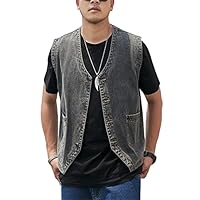 Amazon.co.jp: メンズデニムベスト サマーバイカージャケットデニム