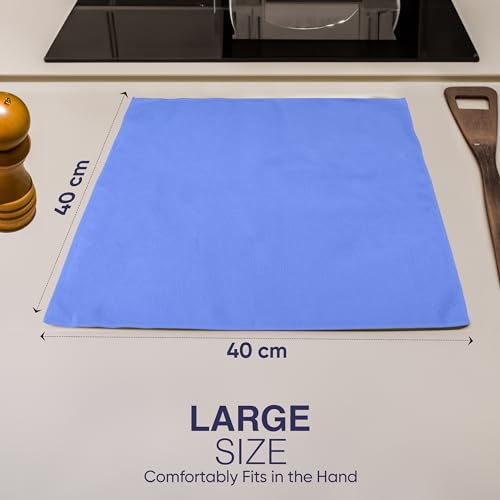 Image of DCS Microfibre Cleaning Cloth, Blue, Pack of 10, Large Size: 40x40cm. Super Soft Premium Streak Free Washable Cloth Duster for Kitchen , Bathrooms, Surfaces, Mirrors, Car, Motorbike