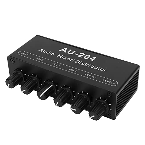 Mini Preamplificador de Audio Estéreo Pequeño 2 Entradas Y 4 Salidas, 3,5 Mm, Control Individual, Amplificador de Auriculares Caja Divisora ​​de Audio Estéreo