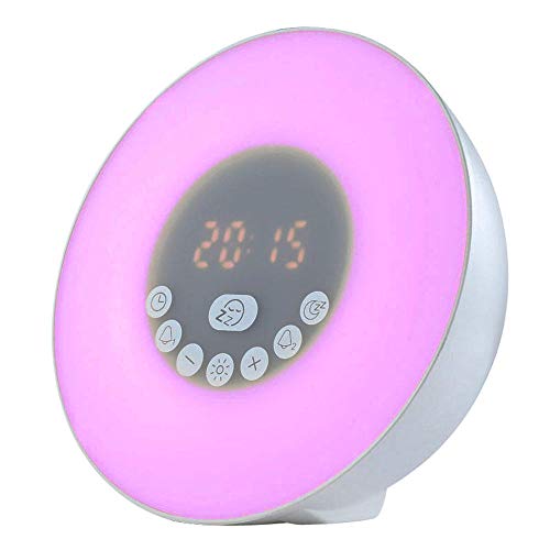 Bluetooth-Kartenlautsprecher, LED-Wecker, intelligentes Wecklicht, Sonnenuntergang, Schlafen, buntes Farbwechsel-Nachtlicht