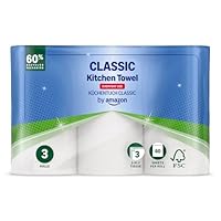 by Amazon Klassisch Küchenrolle, 3-lagig, Stark und Saugfähig, 3 Rollen (3 Rollen, 1-er Pack), 80 Blätter pro Rolle, FSC-zertifiziert