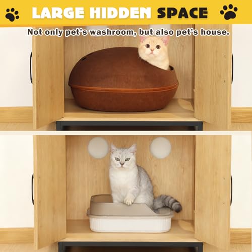 Mueble encerramiento para arenero de gato con estantes y puerta miniatura 6