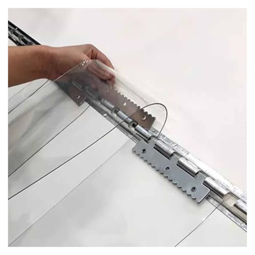 DTVEW Rideau à Lanières en Plastique Transparent, Plastique 1,3mm Isolé, pour chambres, magasins, boutiques, garages(90x200cm (6 Panneaux))