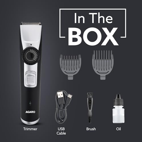 Image of AGARO Beard Trimmer MT1155, Adjustable Beard Trimmer for Men with Precision Dial, USB Rechargeable, 20 Length Settings Mustache Trimmer for Mens Gifts