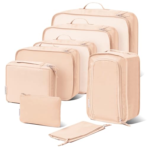 (Not Made In China) Packing Cubes For Travel, Suitcase Organizer Bags, Ultra Lightweight Nylon 8pc Set