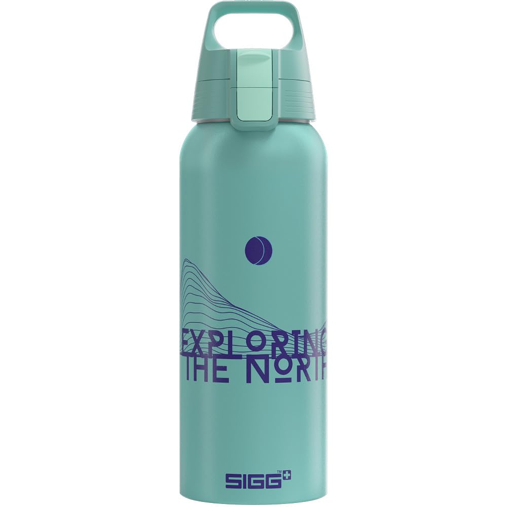SIGG - Aluminium Water Bottle - WMB Pathfinder Glacier - Climate Neutral Certified - Suitable for Carbonated Beverages - Leakproof - Lightweight - BPA Free - Glacier with Design - 1L