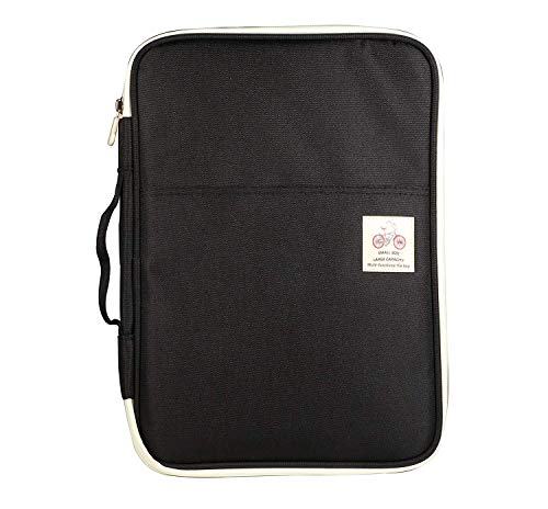 OMALOO A4 Document Case Multi-Functional Passport Holder Wallet File Organiser Portable Handbag Message Bag for Travel Holiday Office(Black)