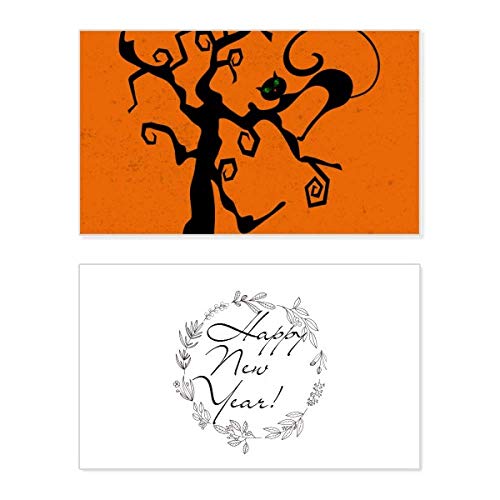 Tarjeta conmemorativa de gato para Halloween en color naranja festivo