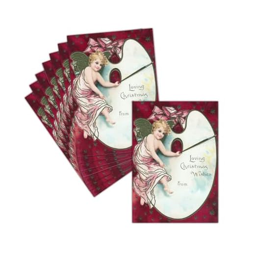 Carte Noel Ancienne - Carte Noël Vintage - 8 Cartes Postales ➽ 3 Formats Dispos - Carte Loving Christmas Wishes Avec Un Petit Ange