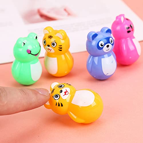 NUOBESTY 24Pcs Mini Tumbler Spielzeug Tier Spielzeug Spielzeug Cartoon Tigerbären Frosch Tumbler Spielzeug Home Tumbler Ornament Montessori Roly Poly Toy für Kinder