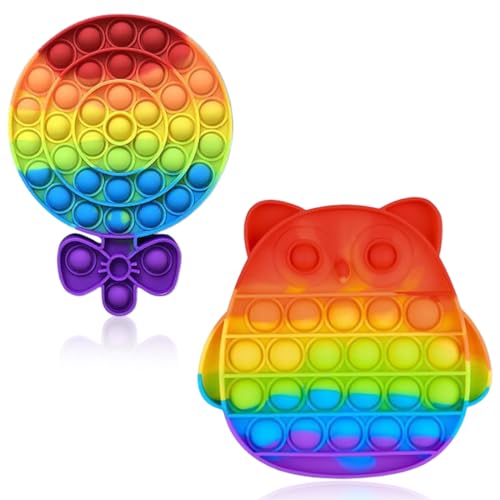 2 Pcs Pop It Fidget Toys, Poppit Sensory Toy, Pop Bubble Fidget Toys, Giocattoli...
