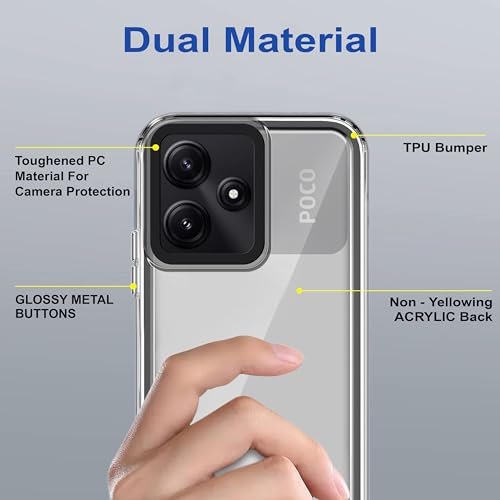 Image of Zapcase Back Case Cover for Poco M6 Pro 5G | Compatible for Poco M6 Pro 5G Back Cover | Case Cover with Camera Protection | (TPU + PC | Translucent Black)