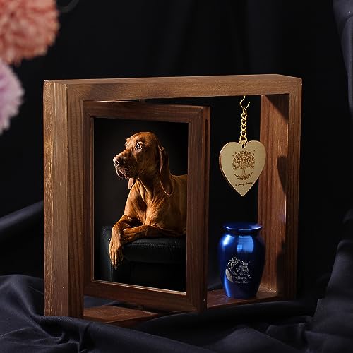 Contid Gedenk-Bilderrahmen und kleines Urnen-Set, Mini-Kremationsurne Beileidsgeschenke für den Verlust eines geliebten Menschen, Rahmen hält ein 10,2-15,2 cm Foto, Mini-Andenken-Urne brauner